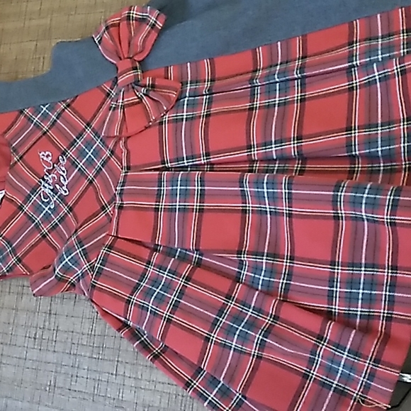 🎄 CHRISTMAS Red Plaid and Gray Toddler Dress 🎁 By M & B Fashion  (Greece) sz 1 - Picture 3 of 11